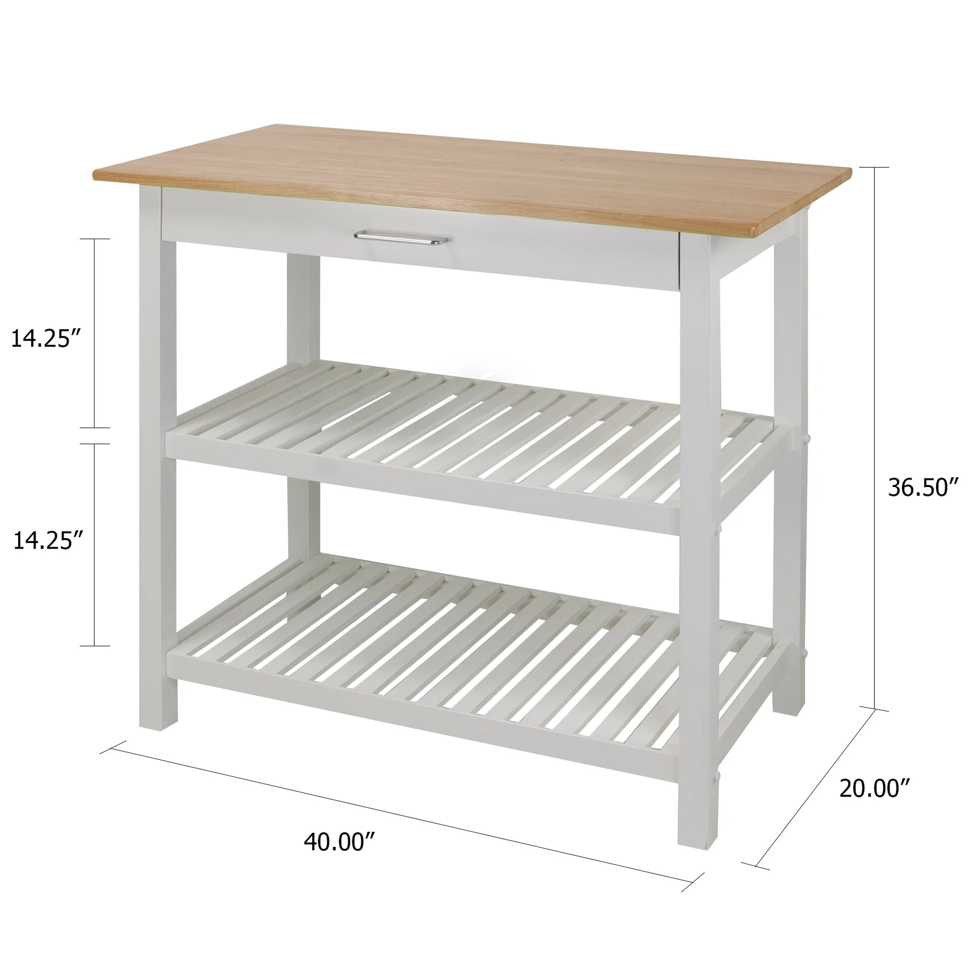 Casual Home Towel Rack Kitchen Islands with Storage, Hardwood White, 20 in