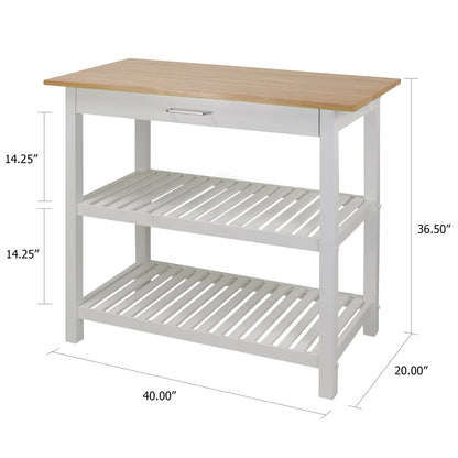 Casual Home Towel Rack Kitchen Islands with Storage, Hardwood White, 20 in