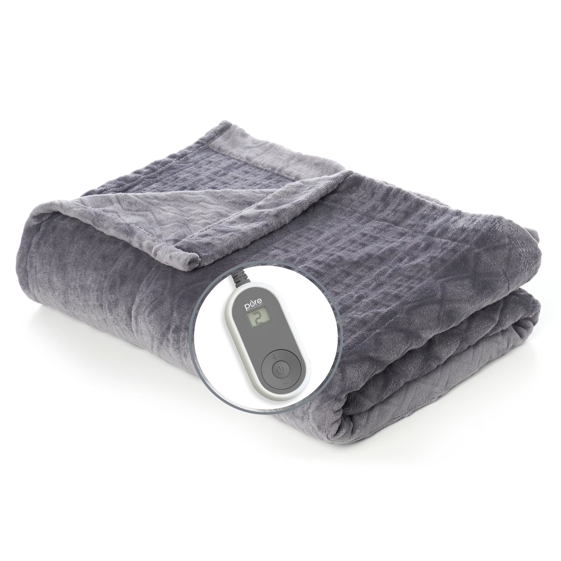 Pure Enrichment PureRelief Radiance Deluxe Heated Blanket - 10 Heat Settings, Super Soft Micromink Velvet Fabric, LCD Controller, Auto Shut-Off Timer, Machine Washable - Queen Size Electric Blanket