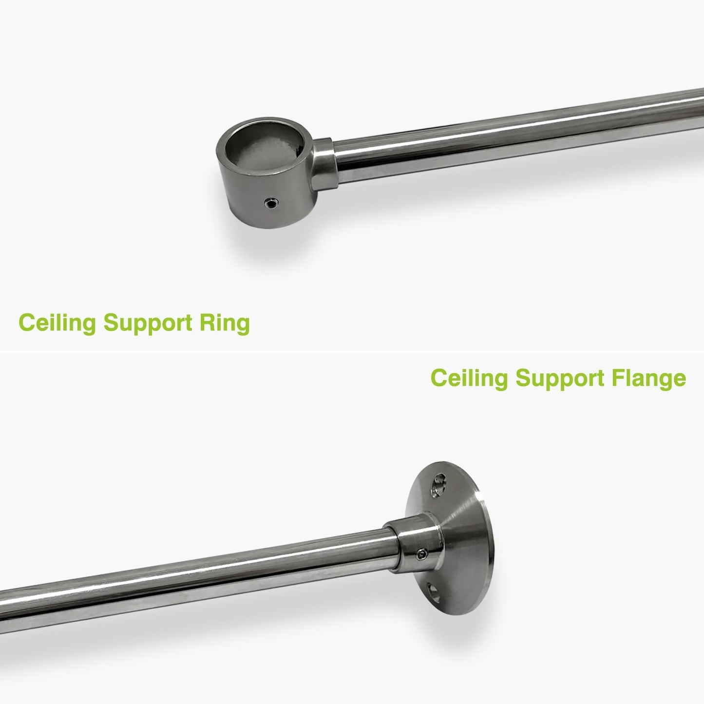 Naiture Stainless Steel Oval Shower Curtain Rod with Ceiling Support for Clawfoot Tub in 48" L X 30" W, Brushed Nickel Finish