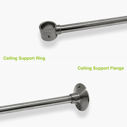 Naiture Stainless Steel Oval Shower Curtain Rod with Ceiling Support for Clawfoot Tub in 48" L X 30" W, Brushed Nickel Finish