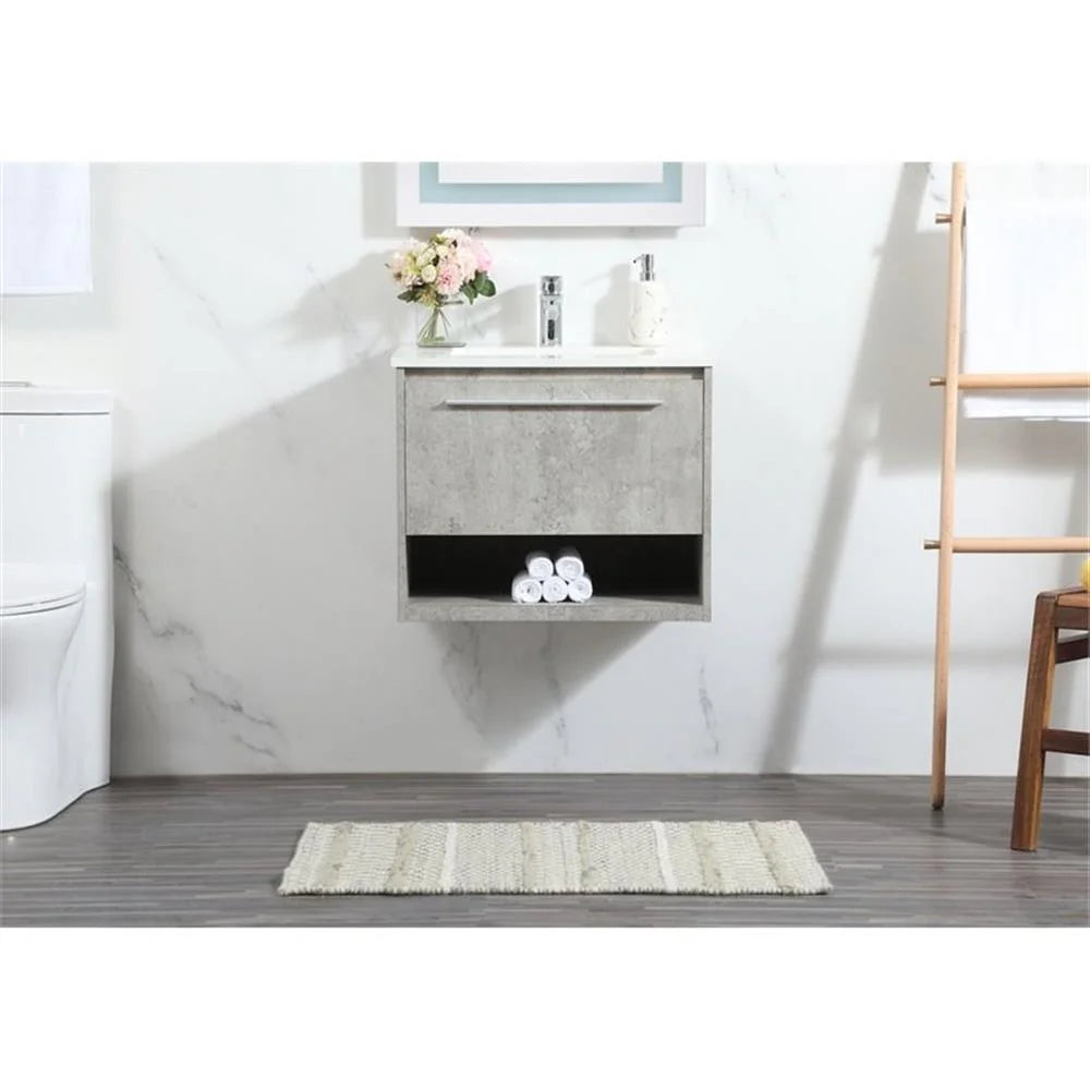 24 inch single bathroom vanity in concrete grey