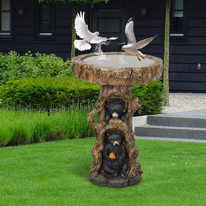 23.6° Tall Resin Outdoor Bird Baths for Garden - Outdoor Standing Birdbath with Bear Statue, Pedestal Birdbaths for Outdoors, Garden, Patio, Lawn, Backyard