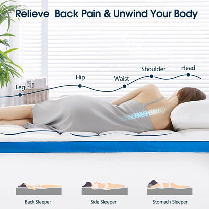 Mattress Topper Short Queen Size, PillowTop Mattress Pad Cover for Bed Back Pain, Cooling Mattress Protector Extra Thick Firm Soft Floor Fill Overfilled with 8-21 Inch Deep Pocket, 60"x75"Navy