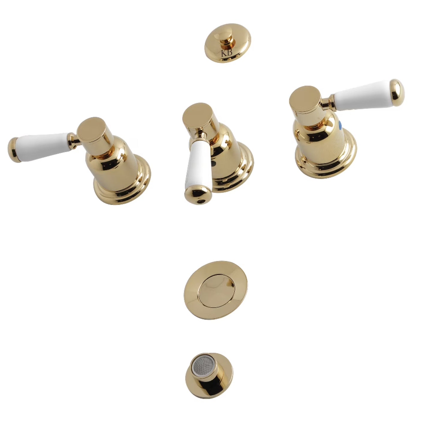 Kingston Brass KB6327DPL Paris Three-Handle Bidet Faucet, Brushed Brass
