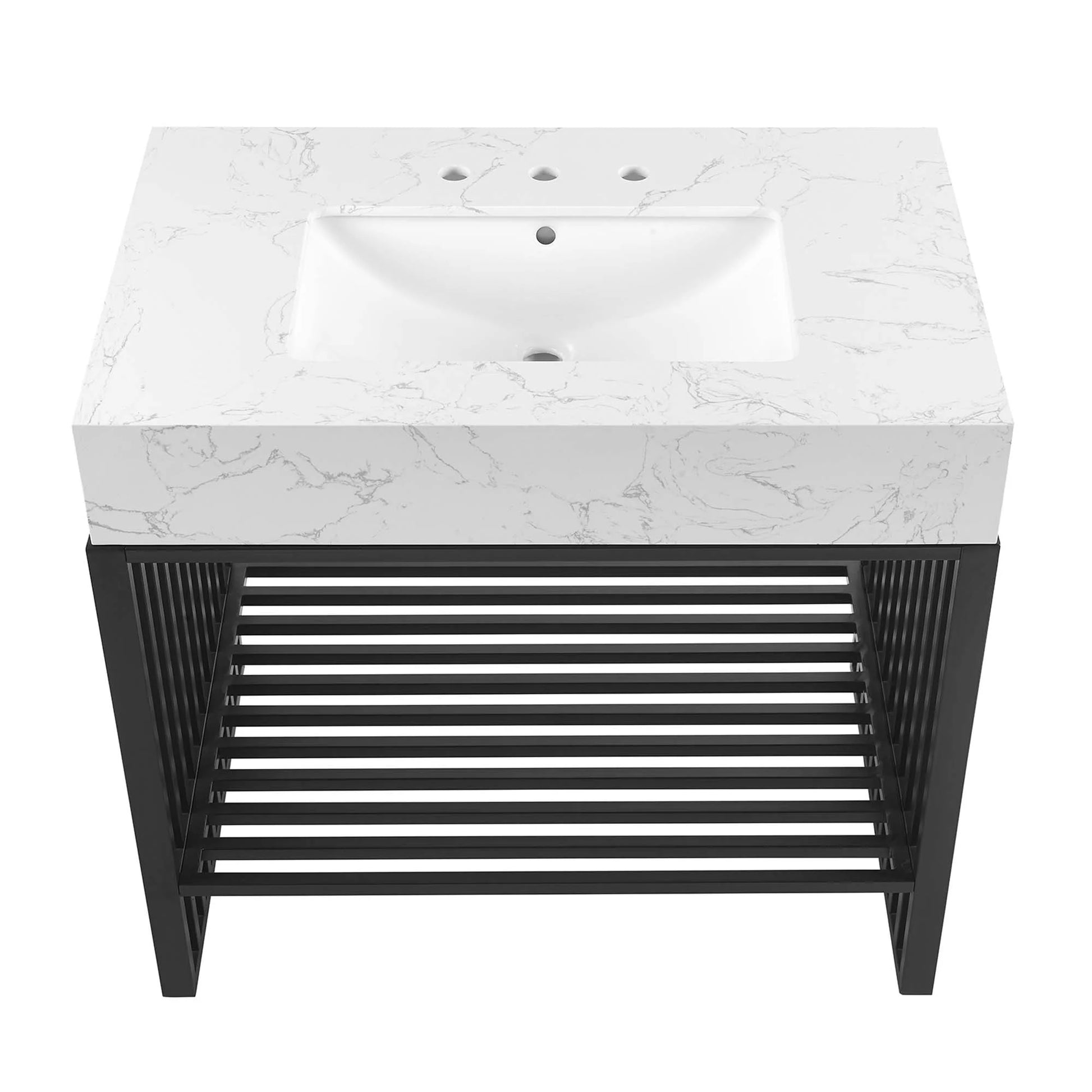 Modway Gridiron 36" Bathroom Vanity in White Black