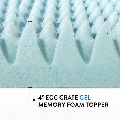 Mellow 4" Cooling Gel Egg Crate Memory Foam Mattress Topper, Queen