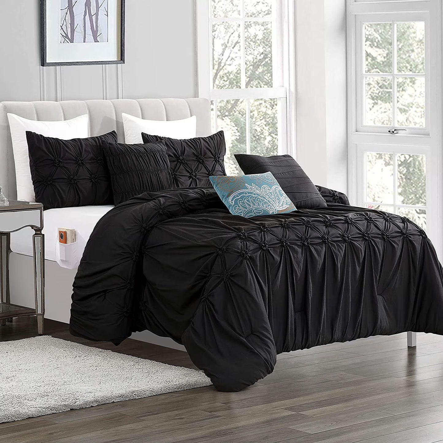 Elegant Comfort 12-Piece Bed-in-a-Bag, Ella Microsuede Comforter Collection with 6-Piece Sheet Set, Smart Pockets and Decorative Pillows, All Season Bedding, Full/Queen, Mint Green