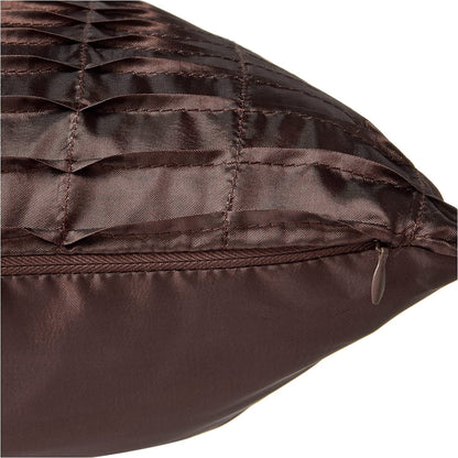 Violet Linen Silky Pleated Satin Pattern, Faux Silk Polyester Fabric, Brown , 17 Inch x 17 Inch, Square, Decorative Accent Throw Pillow