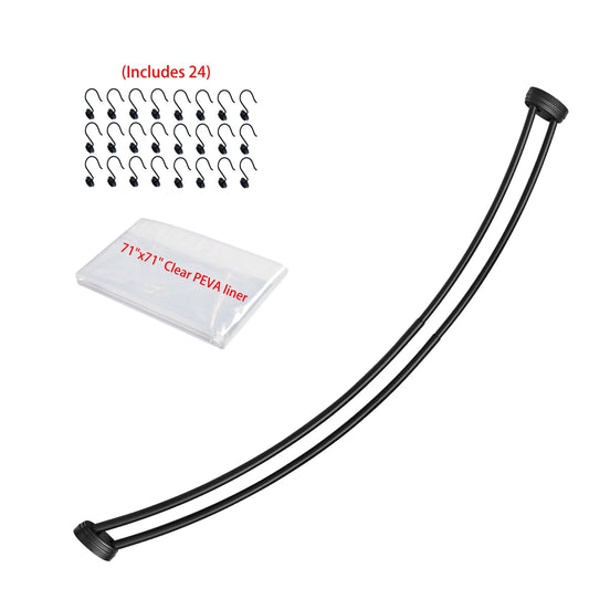 Utopia Alley Rustproof Wall Mounted Aluminum Double Curved Shower Curtain Rod, Screw Mount Rod, Secure Than Tension, Adjustable Shower Rod from 45" to 72", Includes shower liner & hooks (Black)