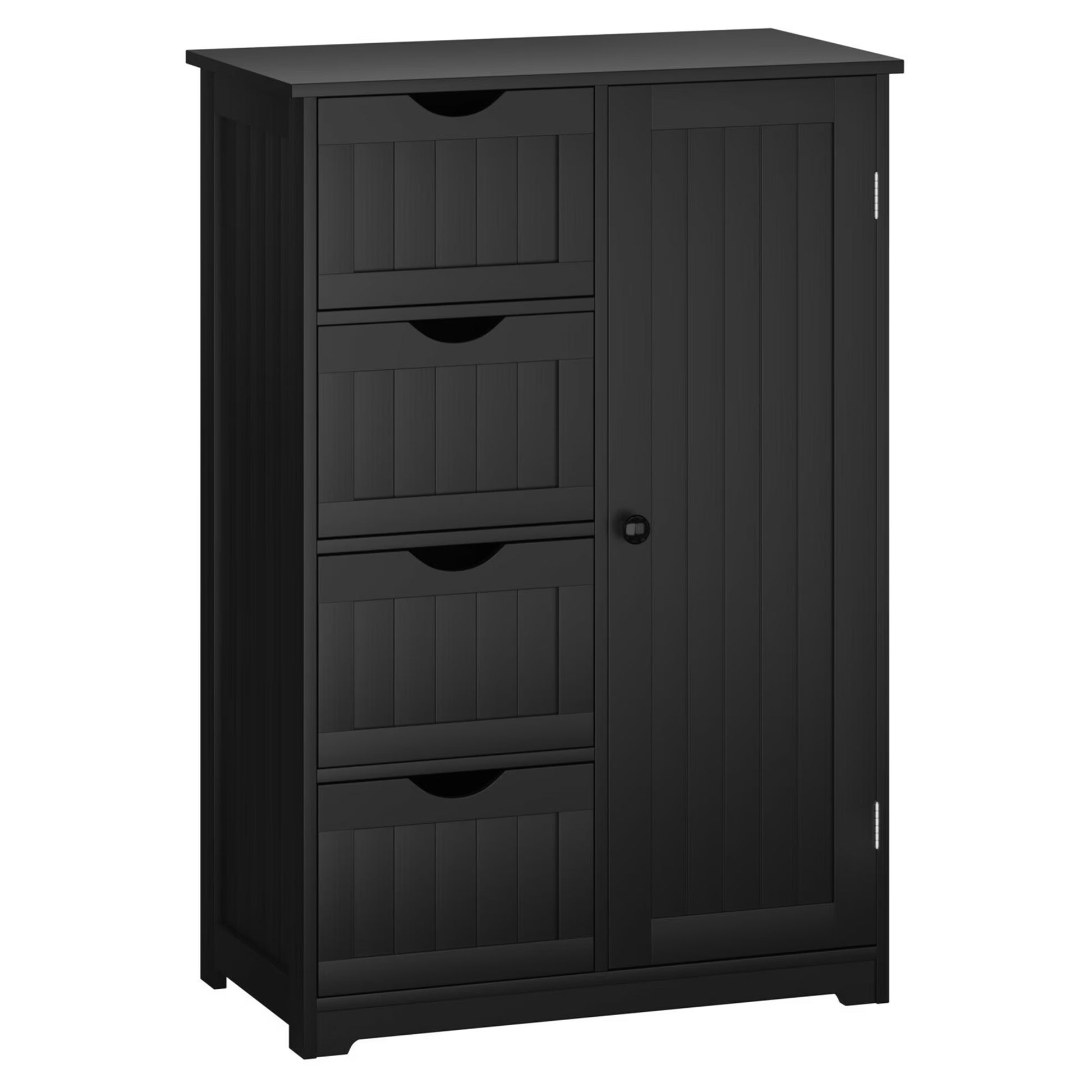 Gymax Bathroom Floor Cabinet Storage Organizer Cupboard w/4 Drawers Adjustable Shelf Grey
