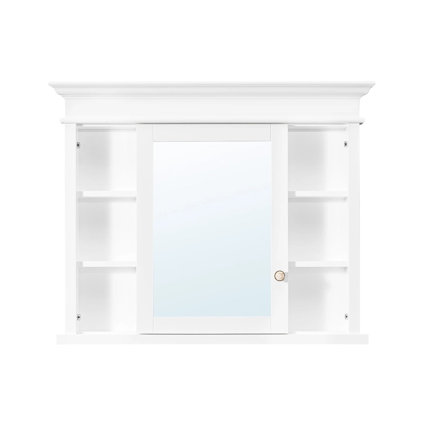 FORCLOVER 40"x 32" Bathroom Medicine Cabinet with 3 Adjustable Shelves, Recessed Mount Wooden Medicine Cabinet Storage with Mirrors and Soft-Close Door, White