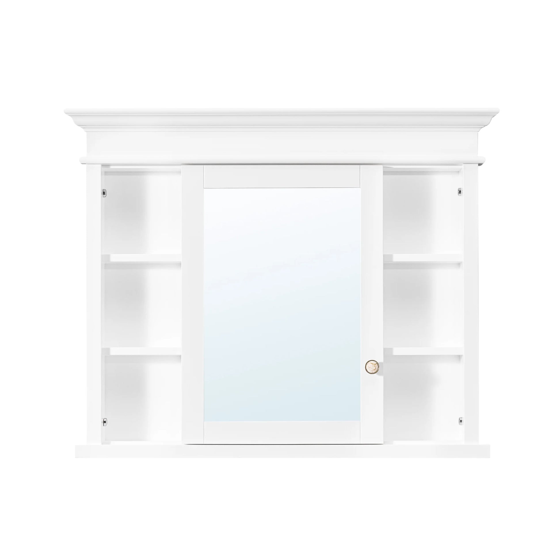 FORCLOVER 40"x 32" Bathroom Medicine Cabinet with 3 Adjustable Shelves, Recessed Mount Wooden Medicine Cabinet Storage with Mirrors and Soft-Close Door, White