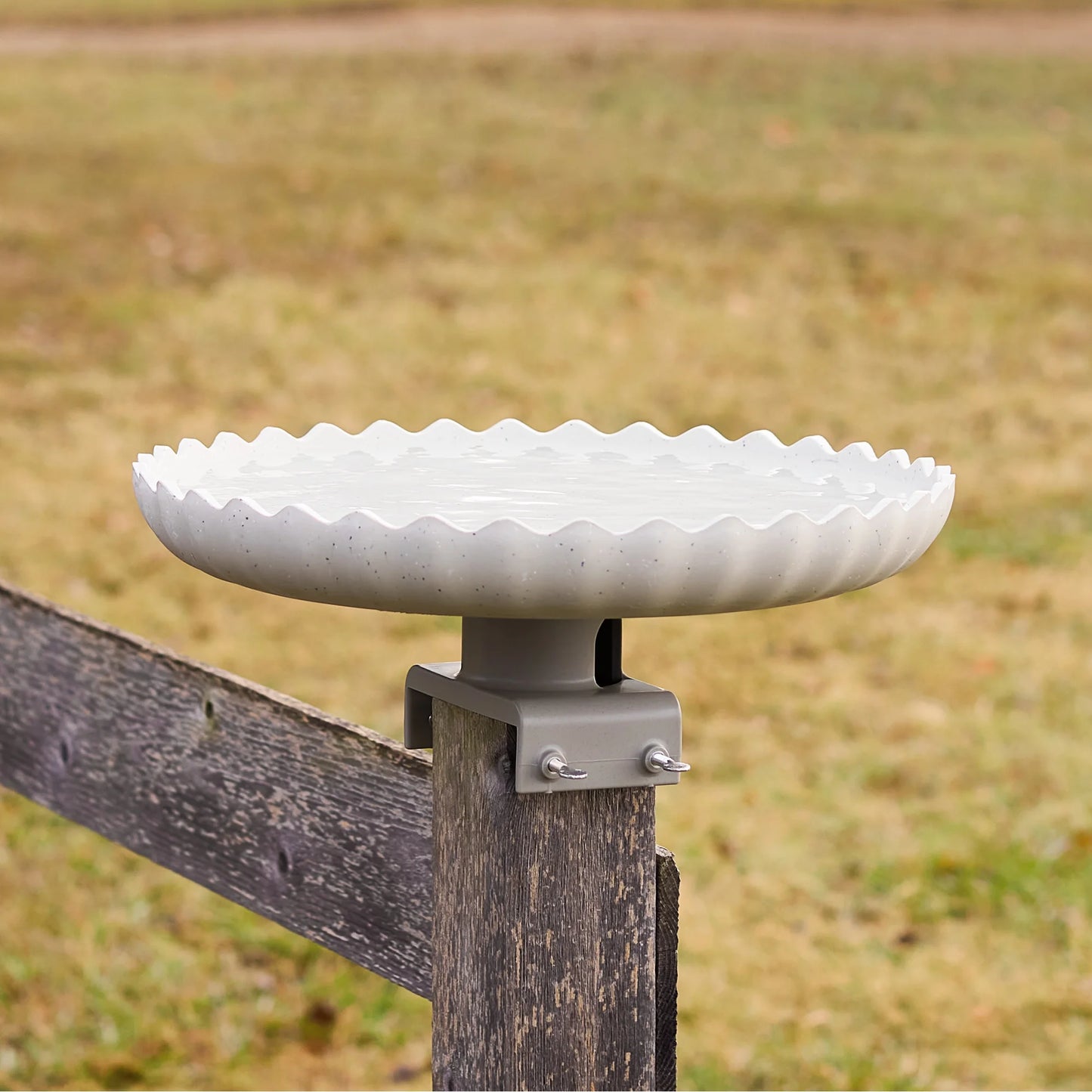 Farm Innovators Outdoor Heated Bird Bath, 120W Stone Birdbath w/Deck Mount