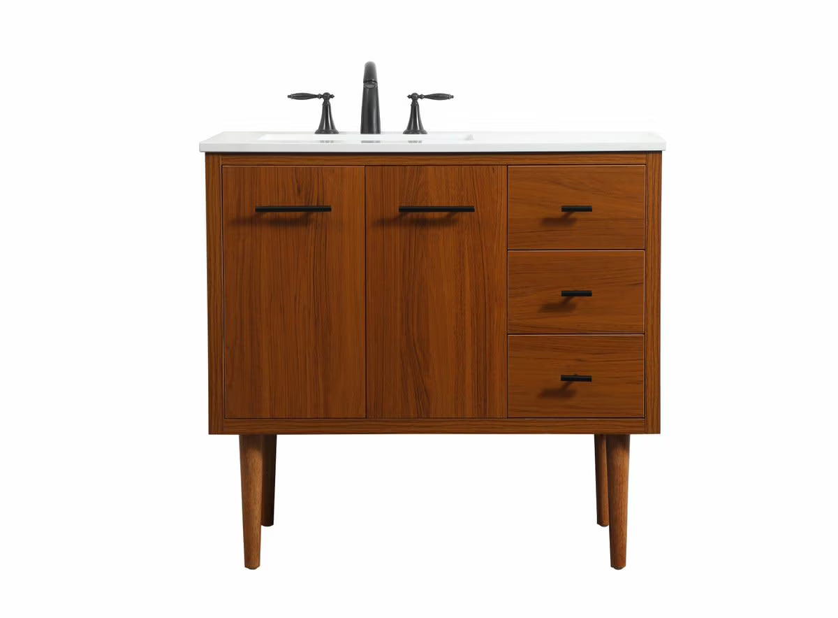 Elegant Kitchen and Bath 36 Inch Single Bathroom Vanity In Teak