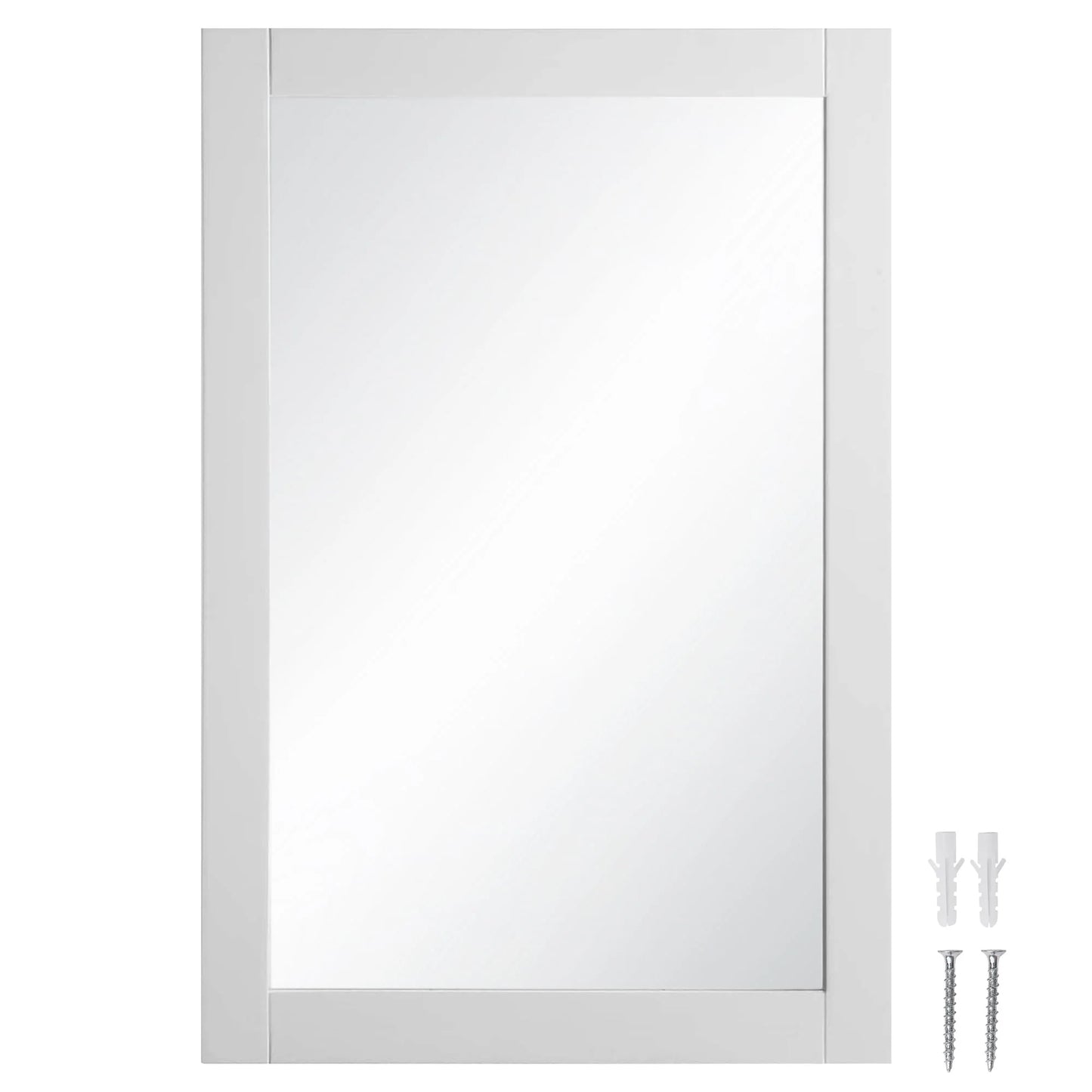 Shorewood Rectangular Wall Accent Mirror 30-Inch H X 20-Inch L, Traditional Wood Framed Living Room, Bedroom, Bathroom Vanity Mirror White Design House, 547208-WHT