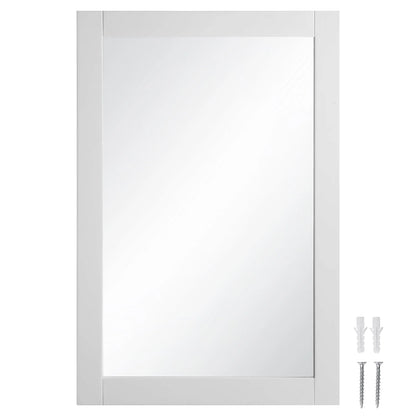 Shorewood Rectangular Wall Accent Mirror 30-Inch H X 20-Inch L, Traditional Wood Framed Living Room, Bedroom, Bathroom Vanity Mirror White Design House, 547208-WHT