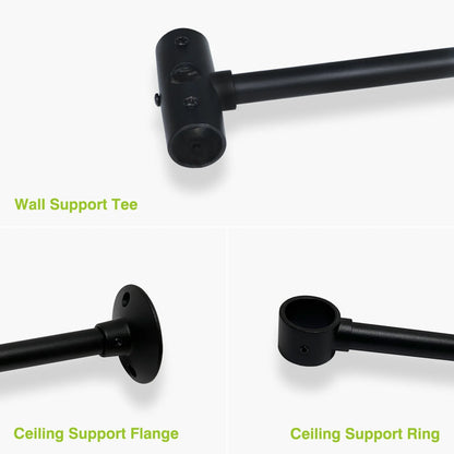 Naiture Hoop Square Shower Curtain Rod with Ceiling Support for Clawfoot Tub, 36" L X 36" W Never Rust Stainless Steel, Black Finish