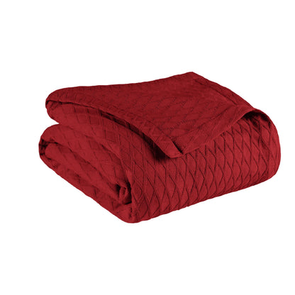 Superior Diamond All-Season Cotton Blanket, Throw Size, Burgundy