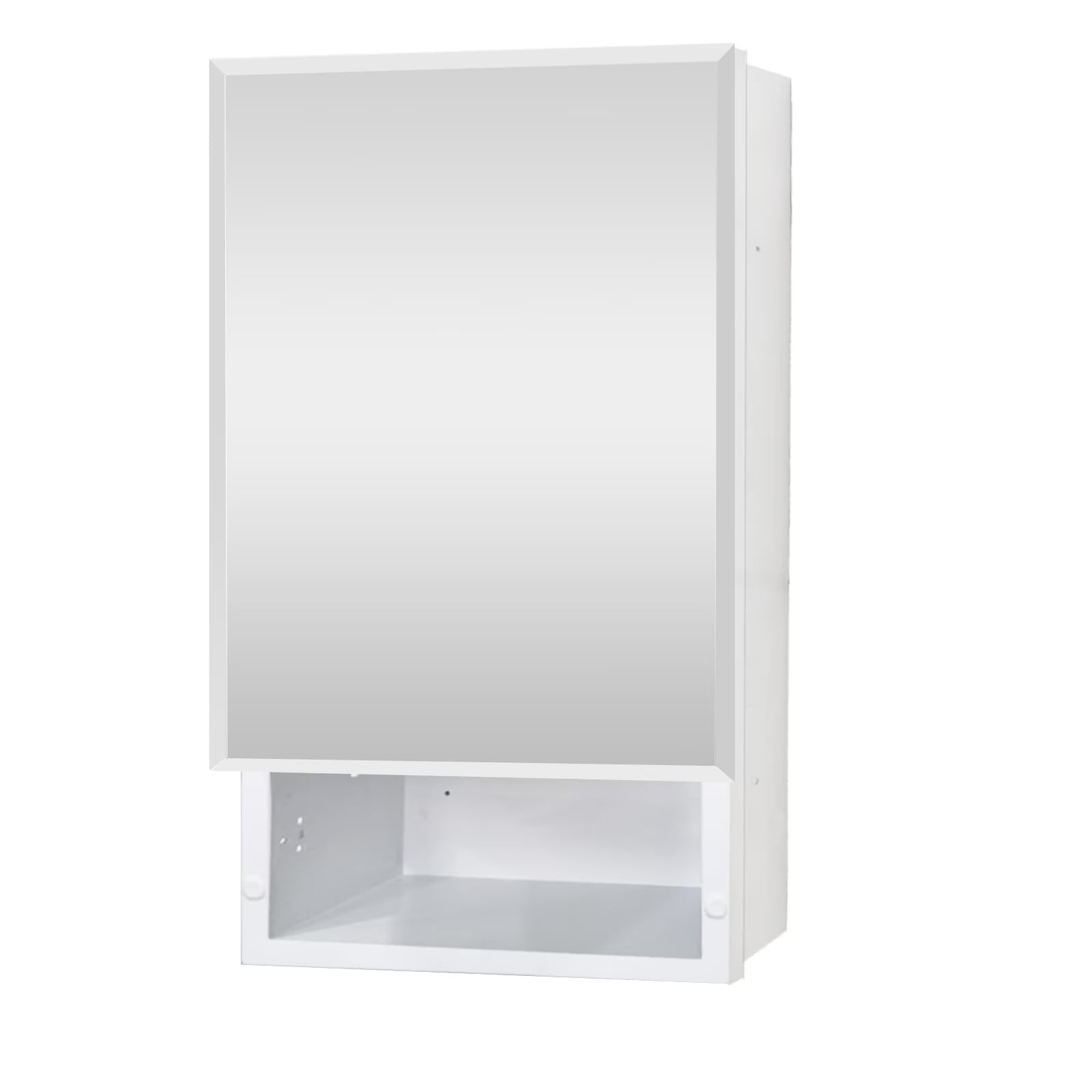 FUMANGO 16x26 Medicine Cabinet, Simple& Beautiful, Large Storage Space, Matte White for Bathroom Vanity