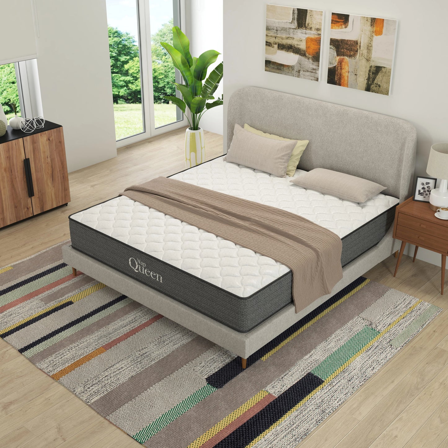 NapQueen Victoria 10" Medium Firm, Hybrid of Cooling Gel Infused Memory Foam and Pocket Spring Mattress, Queen Size