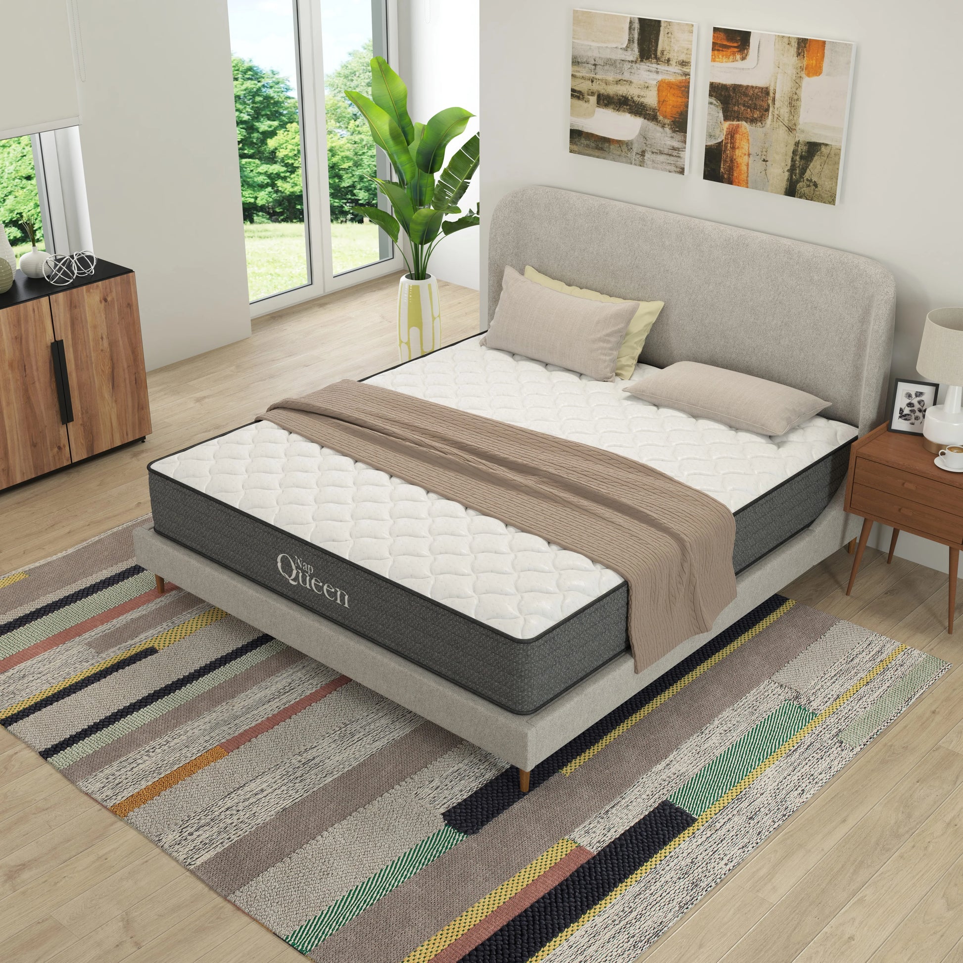 NapQueen Victoria 10" Medium Firm, Hybrid of Cooling Gel Infused Memory Foam and Pocket Spring Mattress, Queen Size