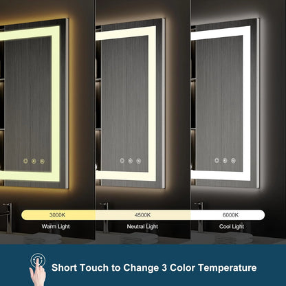 Funtouch Arched LED Bathroom Mirror 20"x30" with Front and Backlight, LED Bathroom Mirror with LightsAnti-Fog3 Colors, Memory,Shatterproof,UL Listed