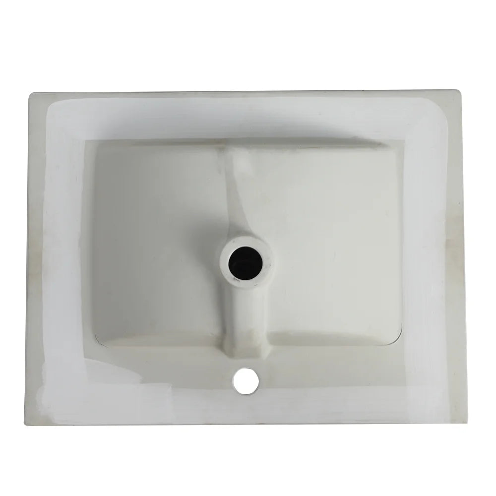Miniyam 24" Ceramic Sink with Overflow, Drop in Bathroom Vessel Sink, White