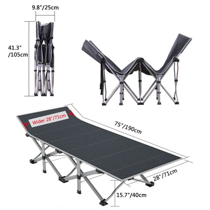 Lilypelle 75" Cots for Camping Traveling Fold Cot for Adults Portable Heavy Duty Sleeping Bed with Mattress Pad& Carry Bag