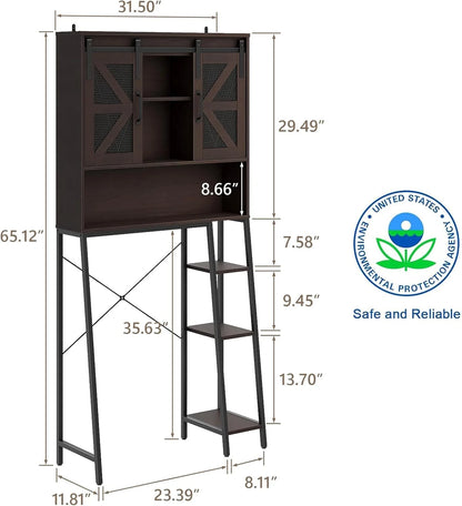 Vabches Over The Toilet Storage Cabinet with Toilet Paper Holder Stand, Above Toilet with Adjustable Shelf & 2 Doors