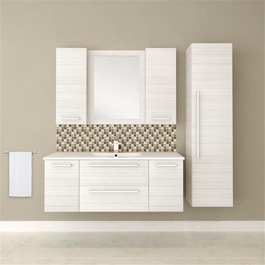 Cutler Kitchen and Bath Silhouette Modern Wood/Metal Linen Tower in Light Oak