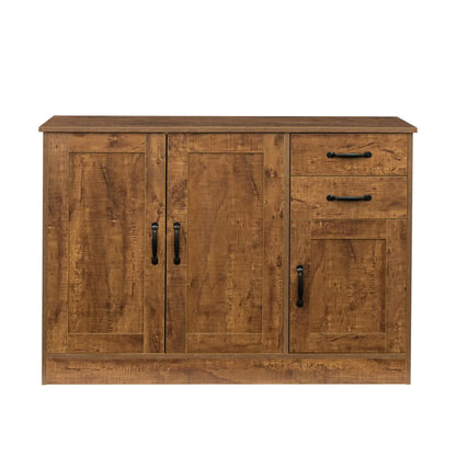 Buffet Sideboard, Kitchen Buffet Storage Cabinet Versatile Wardrobe Console Table with 2 Doors & 2 Drawers, Wood Free-Standing Pantry Cupboard with 1 Storage Cabinet for Dining Room, Oak