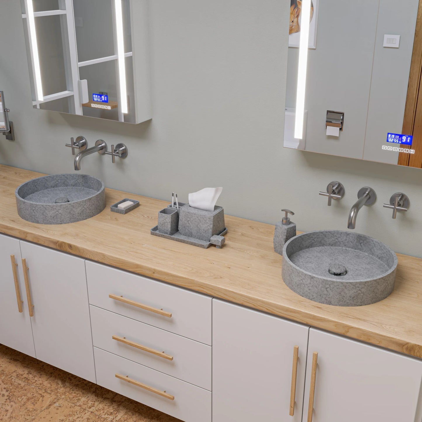 ALFI brand ABCO1023 7 Piece Solid Concrete Gray Matte Bathroom Accessory Set