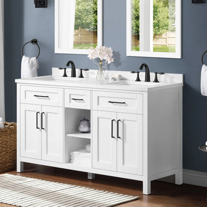 Ove Decors Tahoe II 60 W x 21" D Freestanding Bathroom Vanity with Single Sink, Pure White