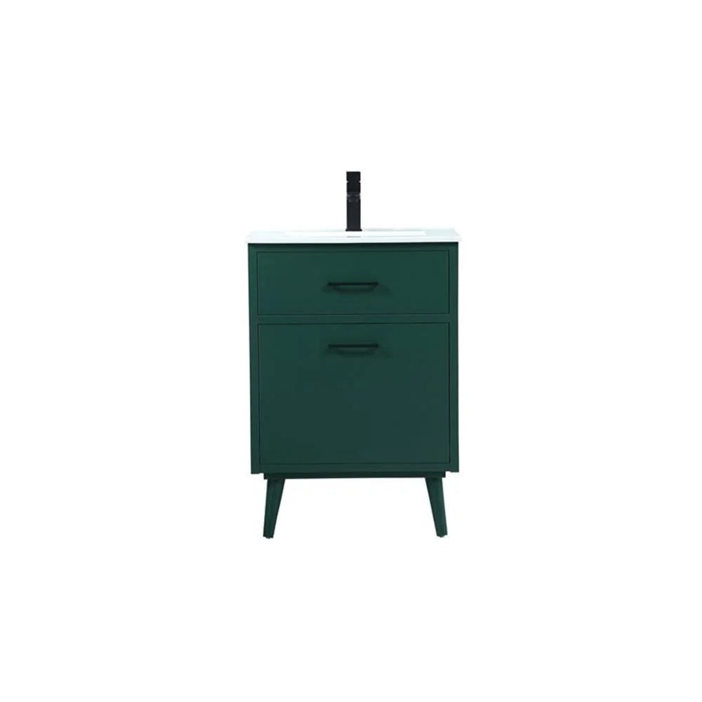 Elegant Decor Boise 24" Solid Wood and MDF Bathroom Vanity in Blue