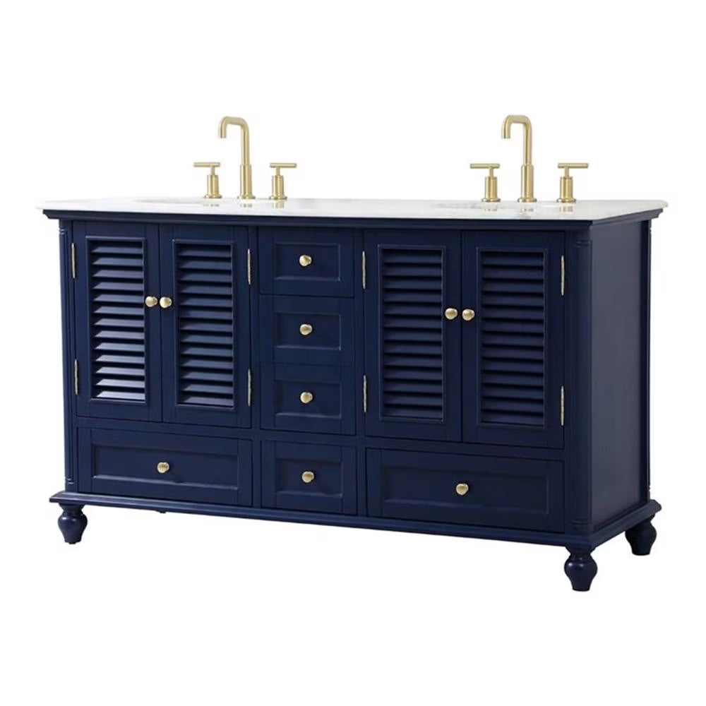 Elegant Kitchen and Bath 60 inch Double Bathroom Vanity in Antique White