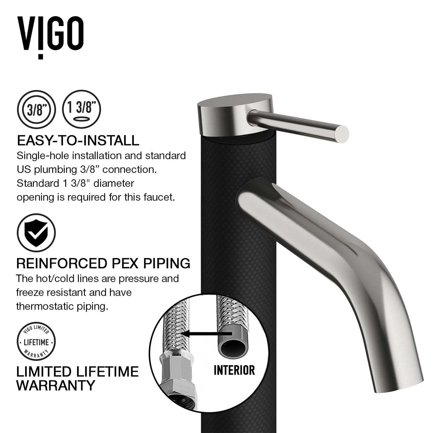 VIGO Lexington Single Handle Single-Hole Bathroom Vessel Faucet in Brushed Nickel