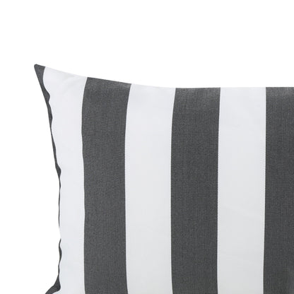 GDF Studio La Mesa Indoor Water Resistant Rectangular Throw Pillow, Black Striped