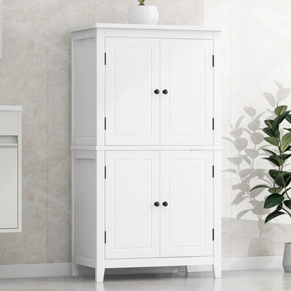 Bellemave Bathroom Floor Storage Cabinet with 4 Doors and Adjustable Shelf Freestanding Cabinet Multifunctional Small Storage Organizer for Living Room 23.6°?x 11.8°?x 43.3°?(White, 4 Doors)
