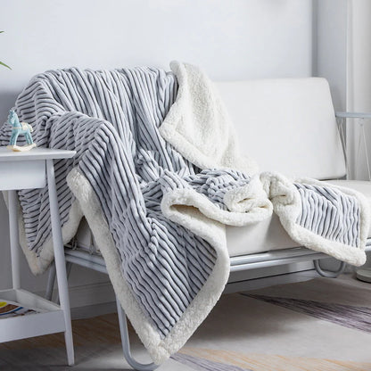DISSA Sherpa Fleece Blanket Soft Grey and White Throw Blanket Cozy Plush Blankets for Couch Sofa Bed,51"x63"