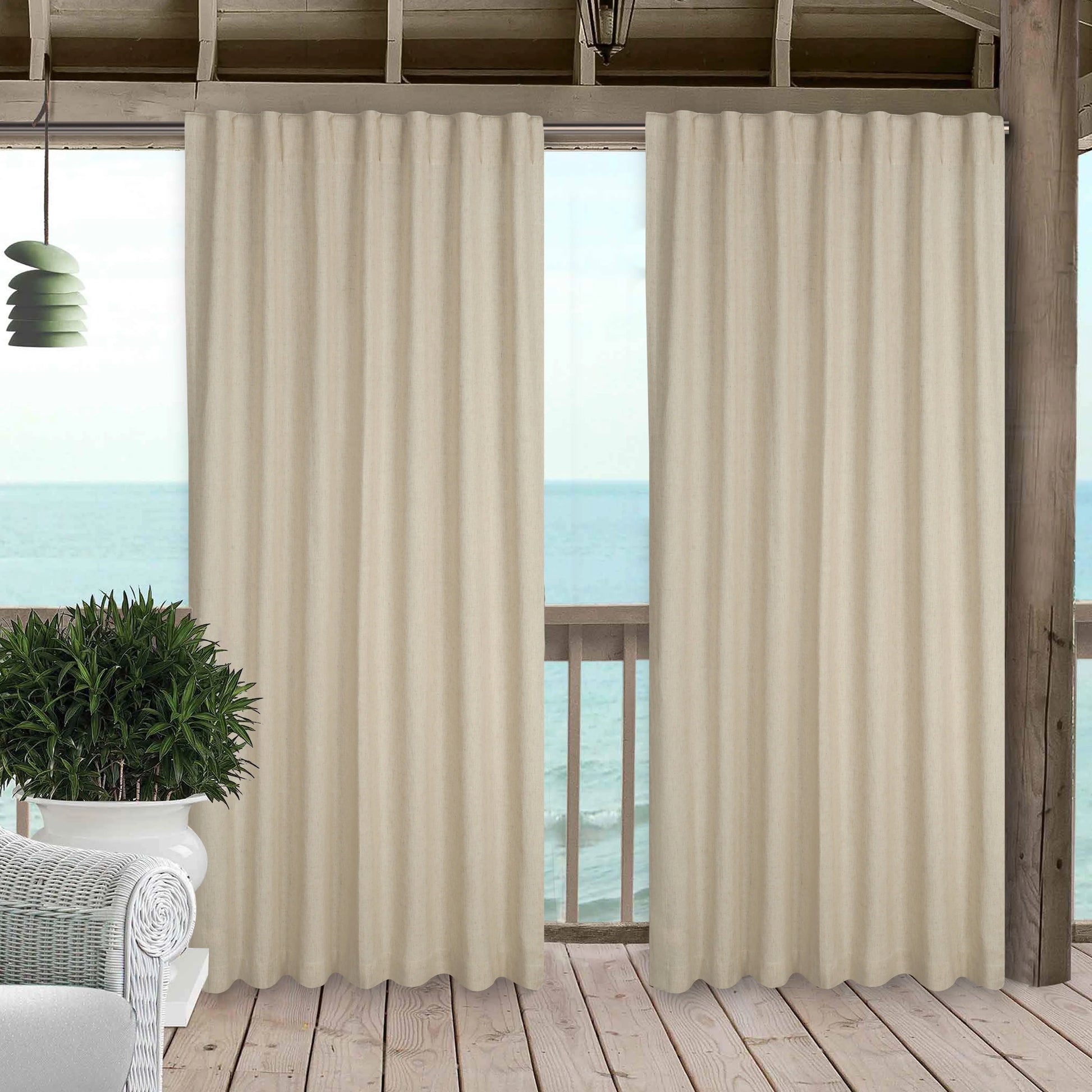 Bedding Craft Linen Cotton Tab Top Farmhouse, Livingroom, Window Curtains Set of 2 (50x108 inches)