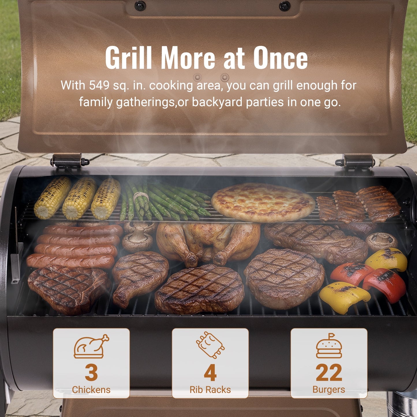 Z GRILLS Grill Elite ZPG-550B4 549 sq.in Wood Pellet Grill & Smoker, Latest PID 3.0 Controller, 2 Meat Probes, Auto Temperature Control, 8 in 1 BBQ- Bronze