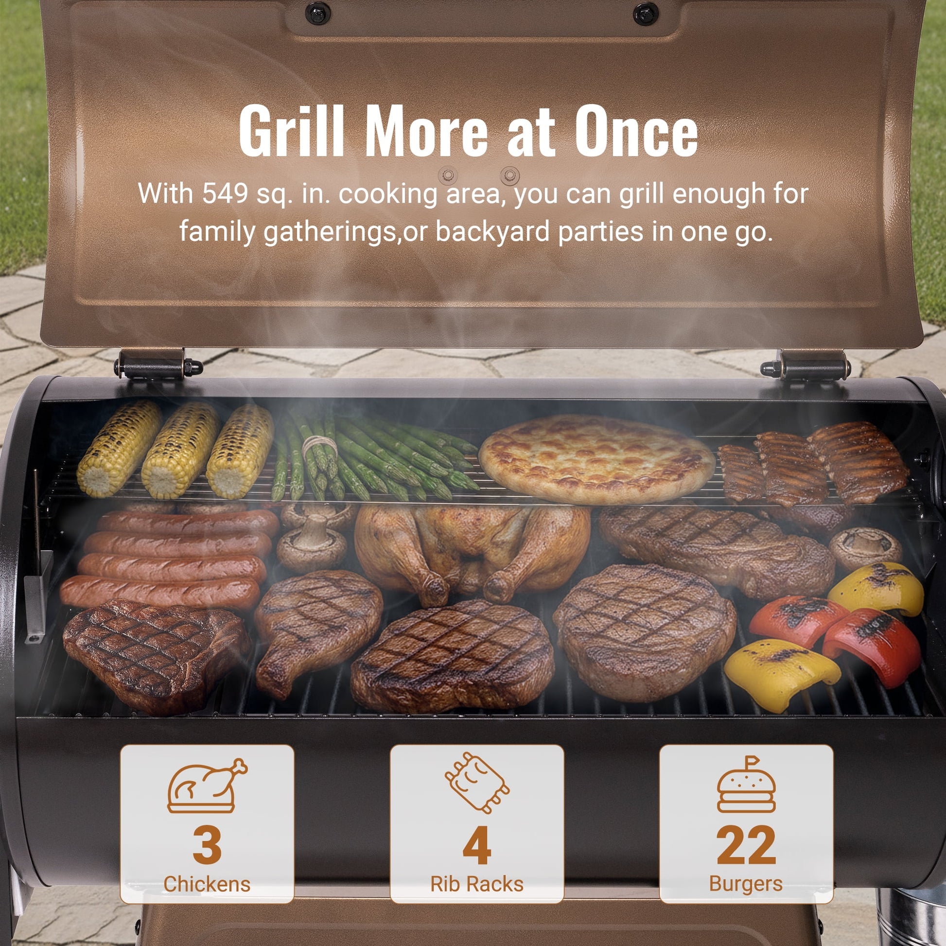Z GRILLS Grill Elite ZPG-550B4 549 sq.in Wood Pellet Grill & Smoker, Latest PID 3.0 Controller, 2 Meat Probes, Auto Temperature Control, 8 in 1 BBQ- Bronze
