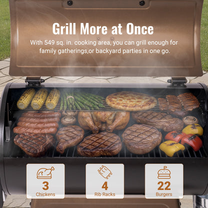 Z GRILLS Grill Elite ZPG-550B4 549 sq.in Wood Pellet Grill & Smoker, Latest PID 3.0 Controller, 2 Meat Probes, Auto Temperature Control, 8 in 1 BBQ- Bronze
