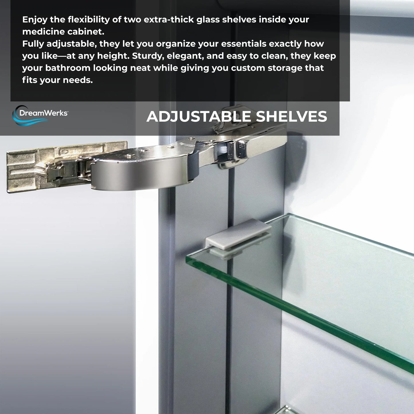 Dreamwerks 24"W x 32"H LED Bathroom Medicine Cabinet with Integrated Touch Switch and Magnifying Glass