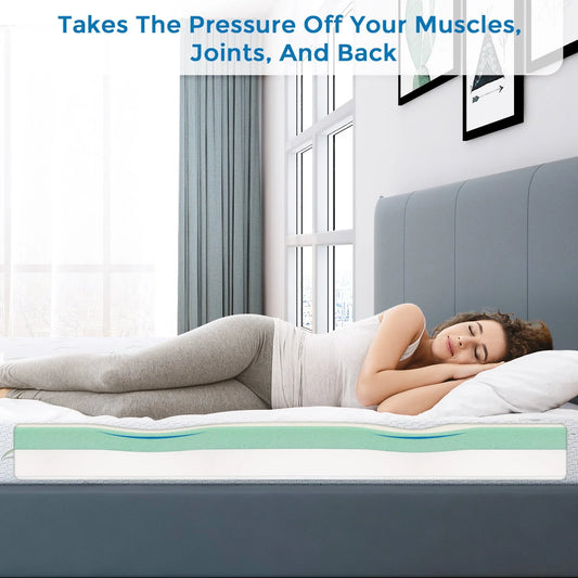 6 inch Twin Size Memory Foam Mattress , Medium Firmness Made in USA, with Green Tea Cooling Gel , Supportive & Pressure Relief Bed Mattress,Bamboo Knit cover