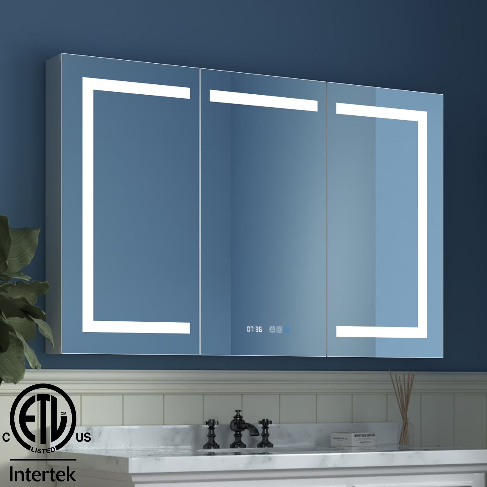 ExBrite LED Lighted Bathroom Medicine Cabinet with Mirror Recessed or Surface led Medicine Cabinet 48"x 32"
