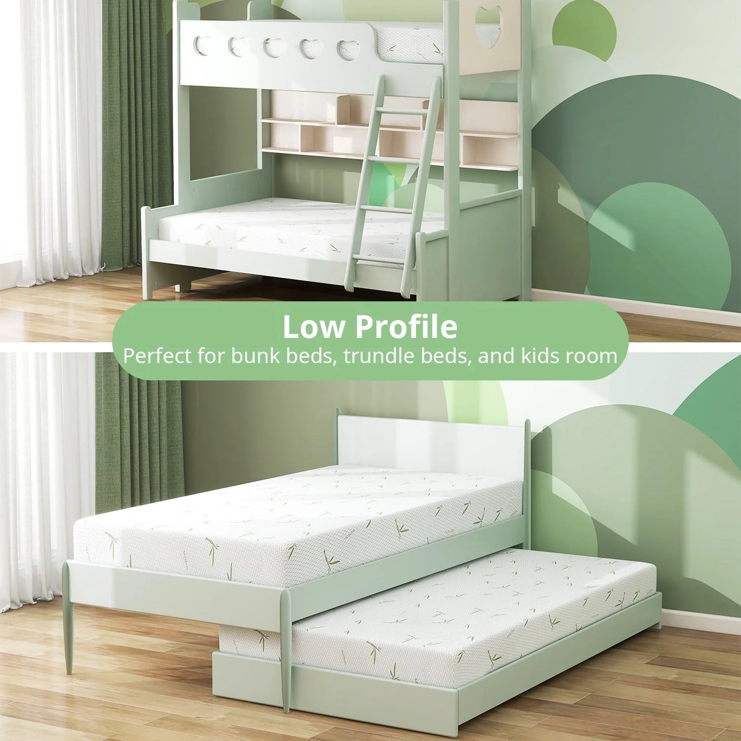 Twin Mattress, 6 inch Memory Foam Mattress Bed in a Box, with Green Tea Cooling Gel, Made in USA, Child