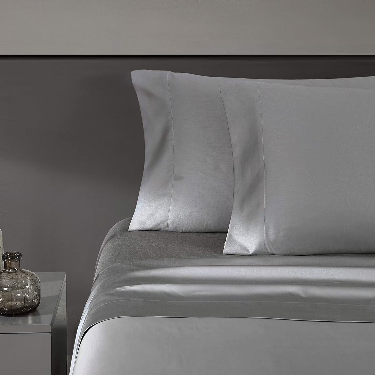 Vera Wang 800 Collection Bed Sheet Set - 800 Thread Count, Silky Smooth Wrinkle-Resistant Bedding, Queen, Grey Steel Grey Queen