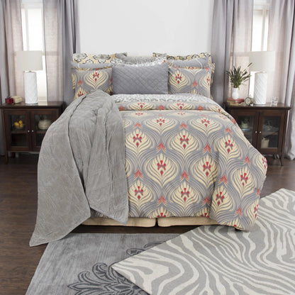 Rizzy Home BT4142 GOLD/Gray COTTON 30'S Printed King Three piece Beddings set.